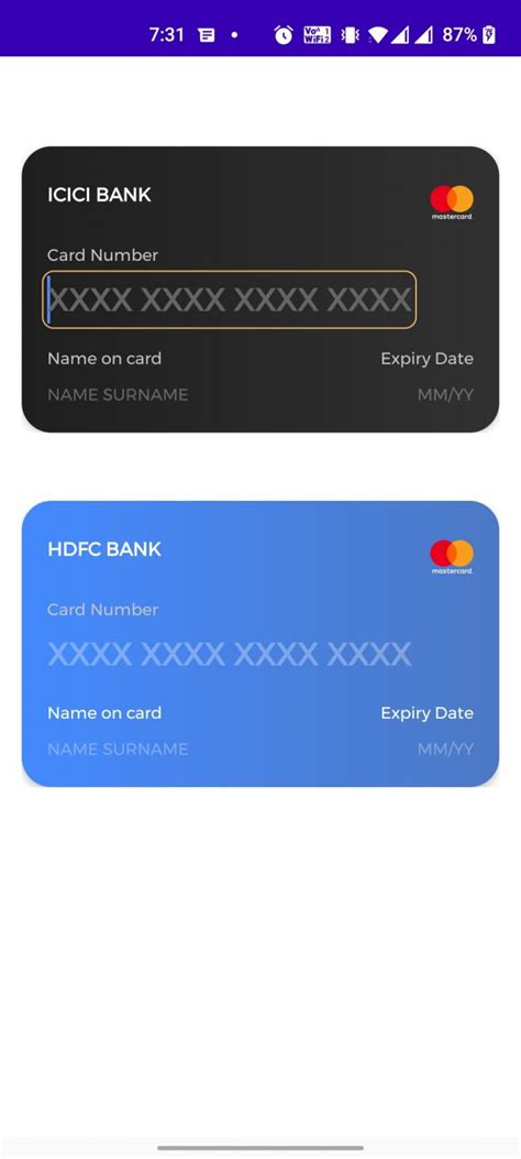 Ввод данных кредитной карты