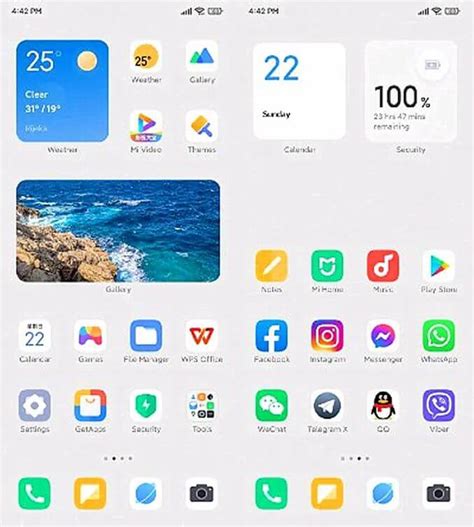 Включение виджетов MIUI 13