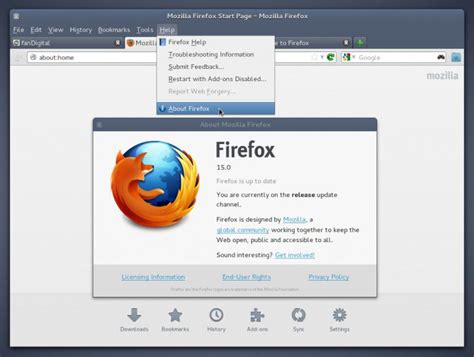 Выбрать пункт "О Firefox"