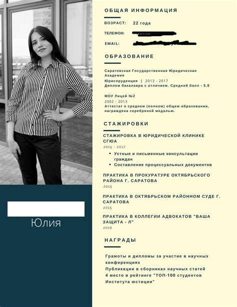 Главные компоненты электронного резюме