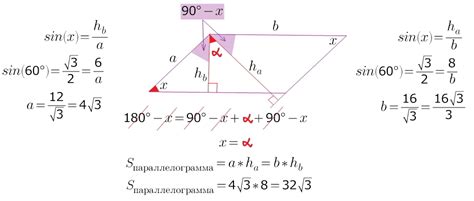 Графическое представление синуса угла в параллелограмме
