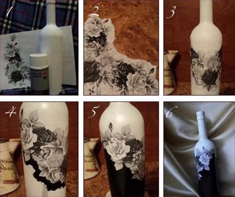 Декупаж из салфеток на стеклянной бутылке: подробная инструкция для начинающих