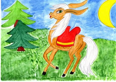 Завершение работы и отделка рисунка конька горбунька