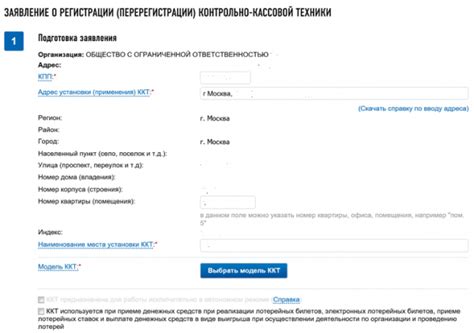 Заполнение электронного заявления