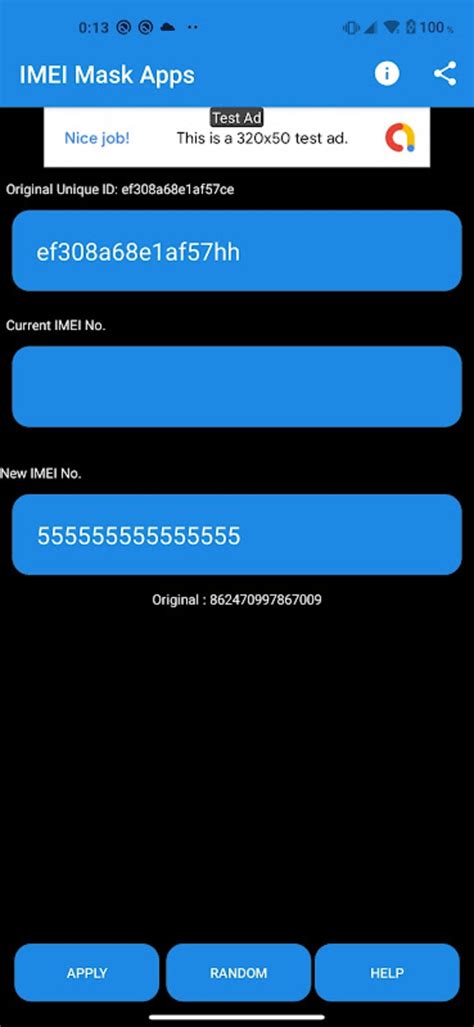 Запуск приложения IMEI Changer