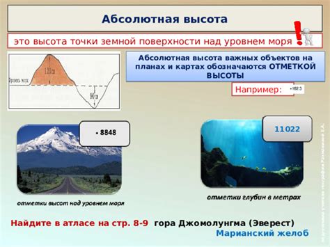 Значение высоты над уровнем моря в географии