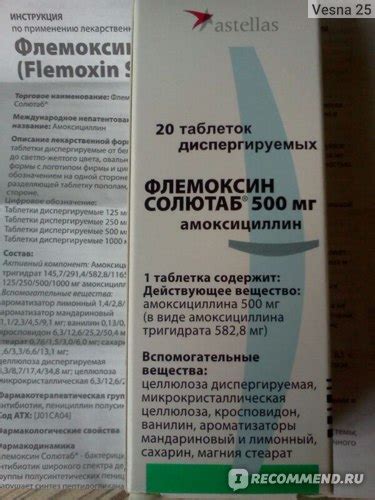 Инструкция по применению Флемоксин Солютаб 250 для детей