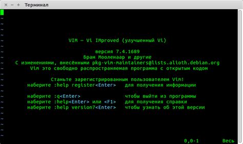 Использование команды :q для выхода из Vim