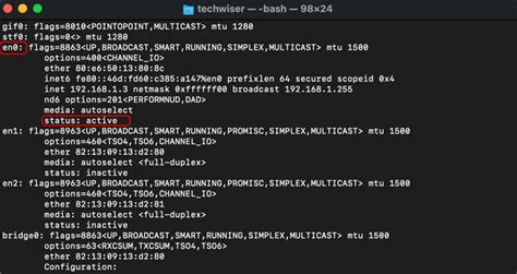 Использование команды ifconfig для поиска MAC-адреса