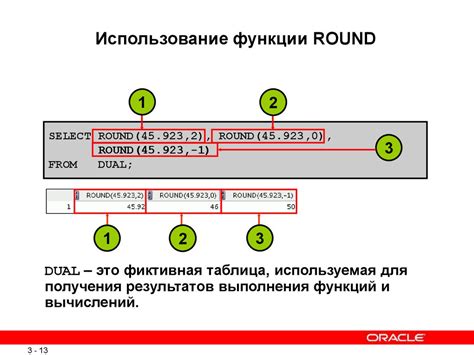 Использование функции ROUND
