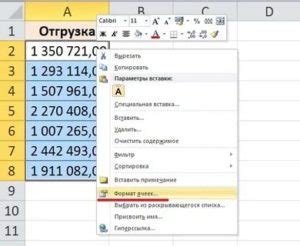 Использование числового формата