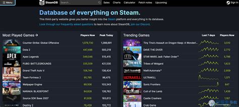Используйте индексацию SteamDB