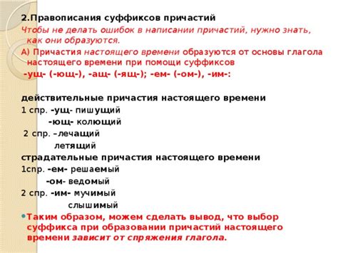 Исправление ошибок при образовании причастий