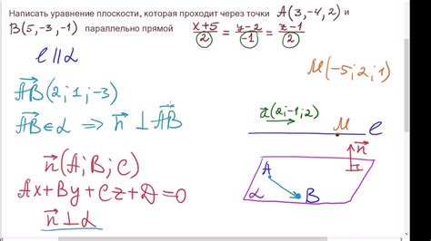 Как найти уравнение плоскости по двум точкам и параллельной прямой