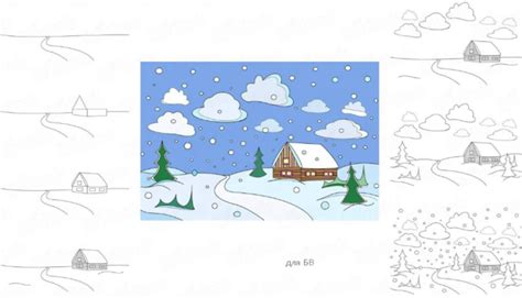 Как нарисовать снег и елочную листву