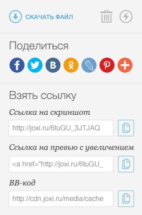 Как опубликовать скриншот Joxi в социальных сетях