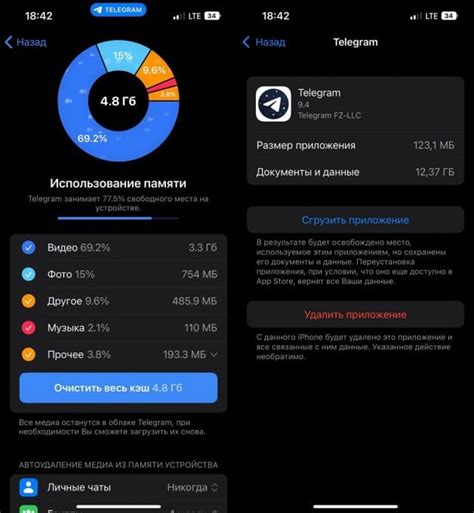 Как проверить, сколько памяти занимает Telegram на iPhone 13