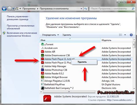 Как удалить флеш-плеер в Windows