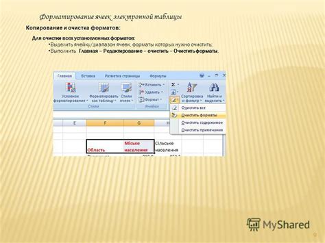 Методы автоматической очистки ячеек таблицы