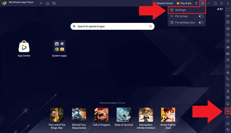 Метод 1: Использование встроенных настроек Bluestacks