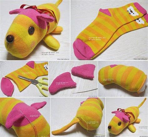 Мягкие игрушки из носков с шнуровкой