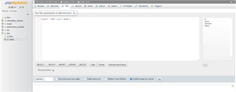Написание SQL запросов в phpMyAdmin