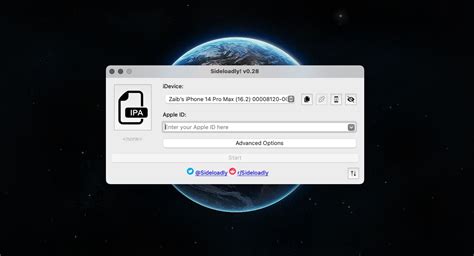 Начните установку sideloadly на iPhone