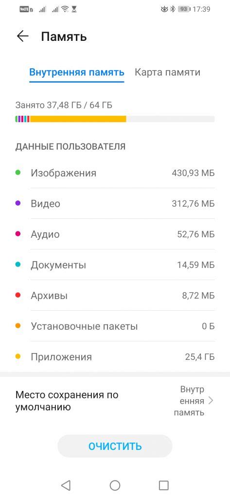 Недостаточная память на телефоне