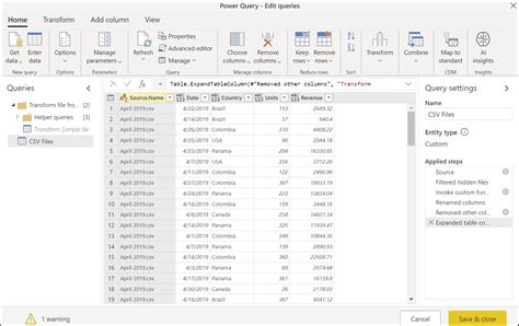 Объединение нескольких dbf файлов в Power Query