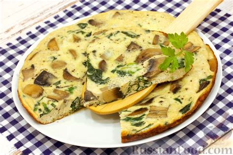 Омлет с грибами и шпинатом