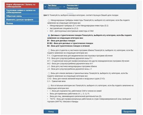Определение категории визы
