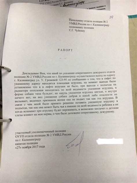 Определение структуры рапорта