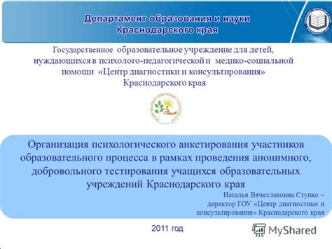 Организация проведения анкетирования