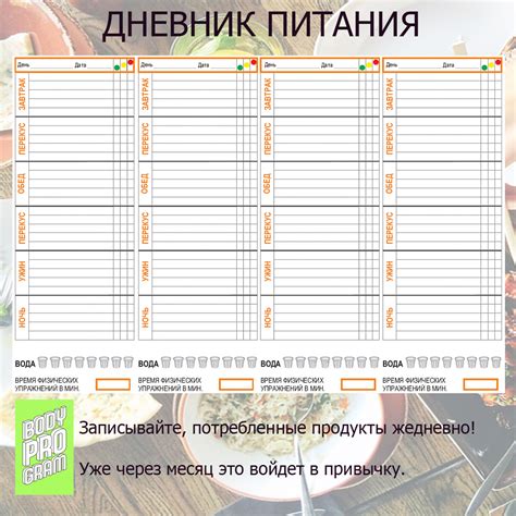 Организуйте пищевой дневник