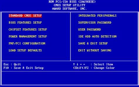 Основные настройки BIOS Award Software