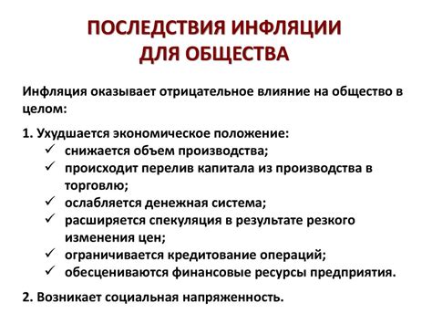 Основные последствия инфляции для граждан и компаний