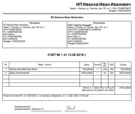 Основные правила выставления счета физическому лицу ИП