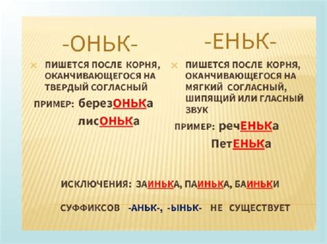 Основные правила написания еньк и иньк