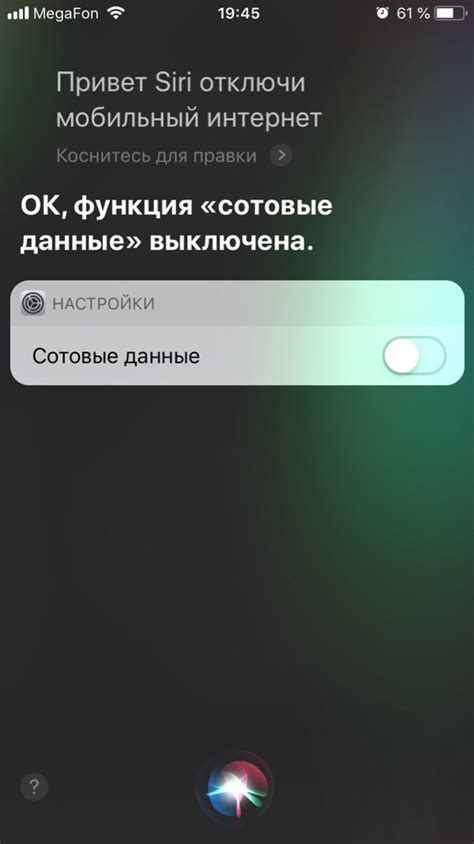 Отключение через интерфейс Siri
