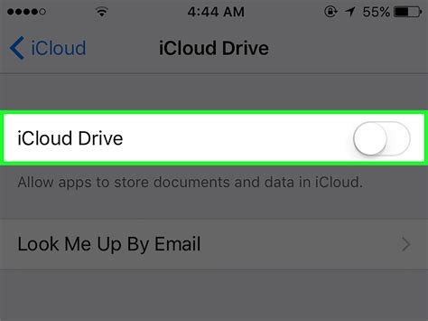 Отключение iCloud Drive