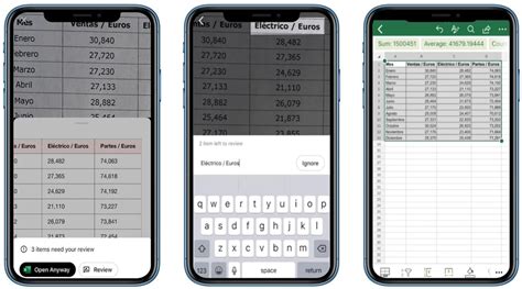 Открытие Excel на iPhone