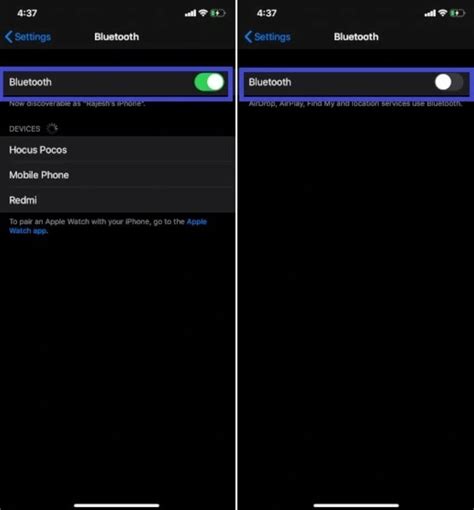 Перезагрузка через настройки Bluetooth