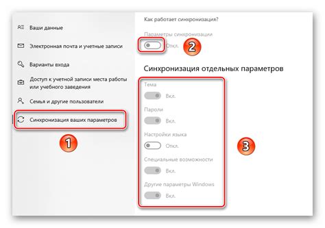Переход в настройки синхронизации