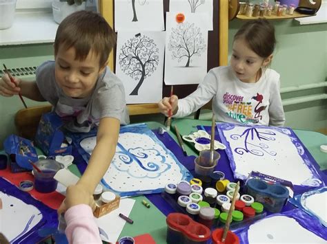 Подготовка к рисованию заснеженного дерева