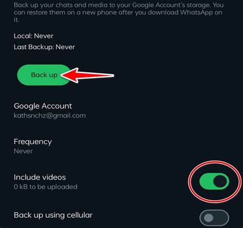 Подключение чата WhatsApp к Google Drive для резервного копирования
