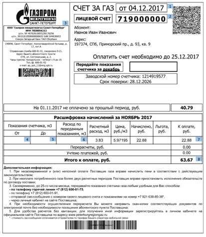 Подробная инструкция по получению лицевого счета на газ