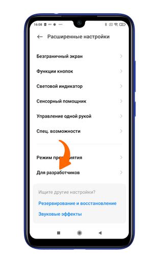 Поиск и активация режима разработчика
