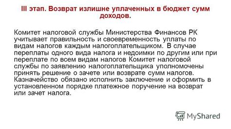Получение возмещения налогов в случае переплаты