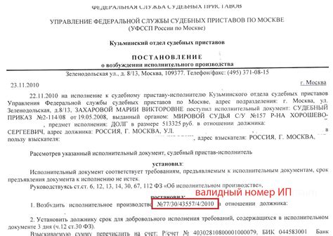 Получение номера исполнительного производства