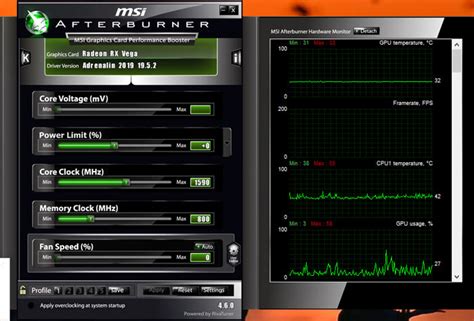 Получение температуры процессора в MSI Afterburner